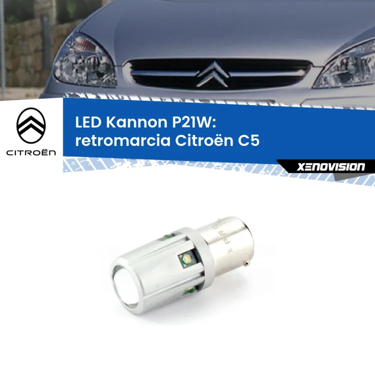 <strong>LED per Retromarcia Citroën C5  2001 - 2004.</strong>Lampadina P21W con una poderosa illuminazione frontale rafforzata da 5 potenti chip laterali.