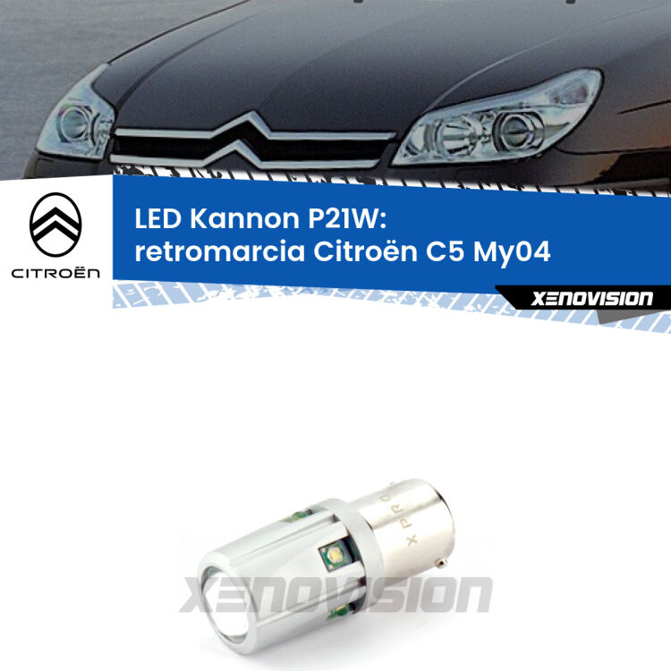 <strong>LED per Retromarcia Citroën C5 My04 2004 - 2008.</strong>Lampadina P21W con una poderosa illuminazione frontale rafforzata da 5 potenti chip laterali.