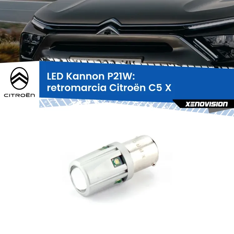 <strong>LED per Retromarcia Citroën C5 X  2021 in poi.</strong>Lampadina P21W con una poderosa illuminazione frontale rafforzata da 5 potenti chip laterali.