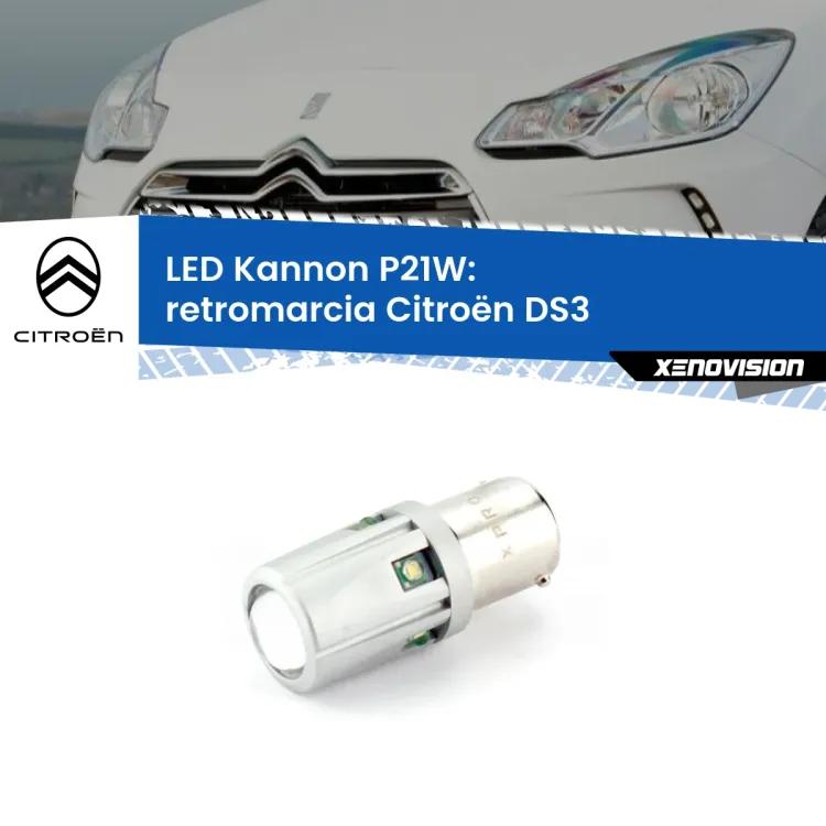 <strong>LED per Retromarcia Citroën DS3  in poi.</strong>Lampadina P21W con una poderosa illuminazione frontale rafforzata da 5 potenti chip laterali.