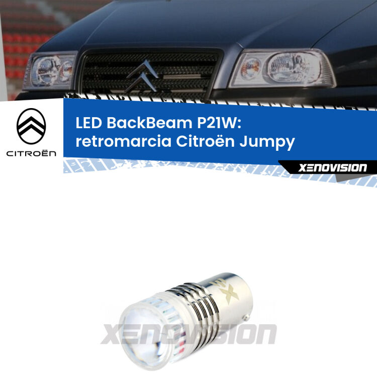 <strong>Retromarcia LED per Citroën Jumpy</strong>  1994 - 2005. Lampada <strong>P21W</strong> canbus. Illumina a giorno con questo straordinario cannone LED a luminosità estrema.