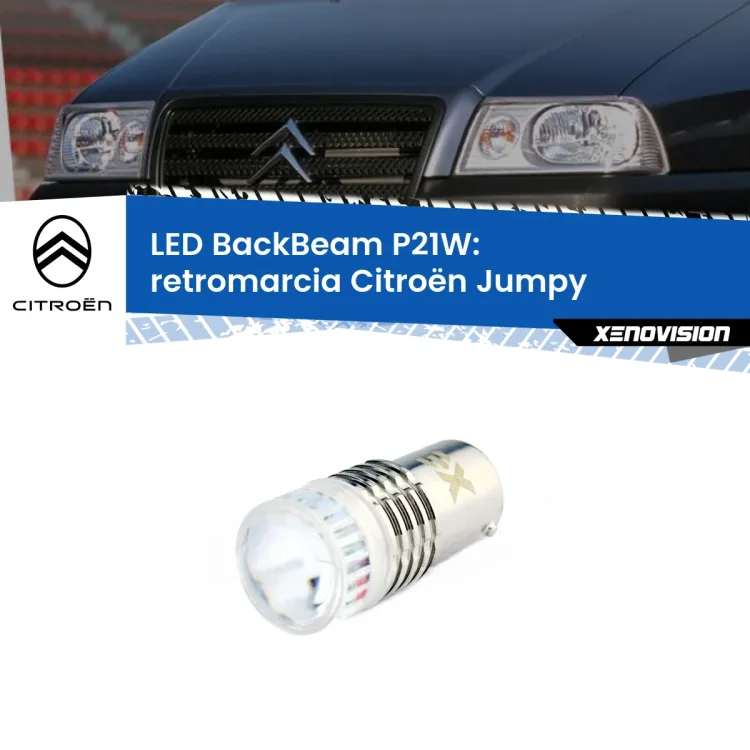 <strong>Retromarcia LED per Citroën Jumpy</strong>  1994 - 2005. Lampada <strong>P21W</strong> canbus. Illumina a giorno con questo straordinario cannone LED a luminosità estrema.