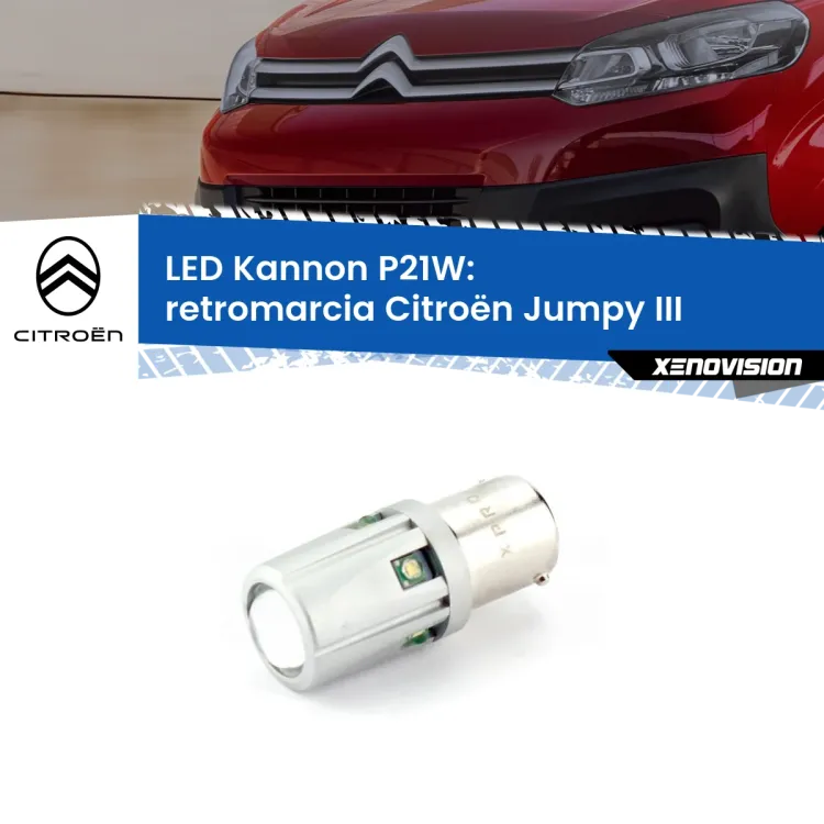 <strong>LED per Retromarcia Citroën Jumpy III 2016 in poi.</strong>Lampadina P21W con una poderosa illuminazione frontale rafforzata da 5 potenti chip laterali.