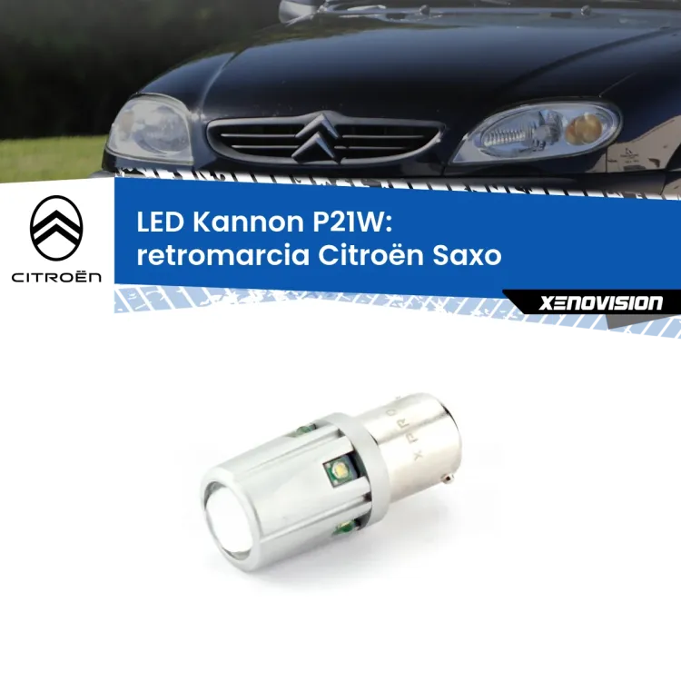 <strong>LED per Retromarcia Citroën Saxo  1996 - 2004.</strong>Lampadina P21W con una poderosa illuminazione frontale rafforzata da 5 potenti chip laterali.