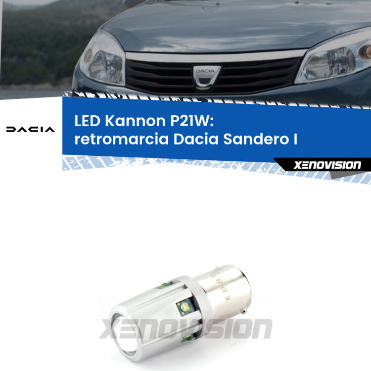 <strong>LED per Retromarcia Dacia Sandero I  2008 - 2012.</strong>Lampadina P21W con una poderosa illuminazione frontale rafforzata da 5 potenti chip laterali.