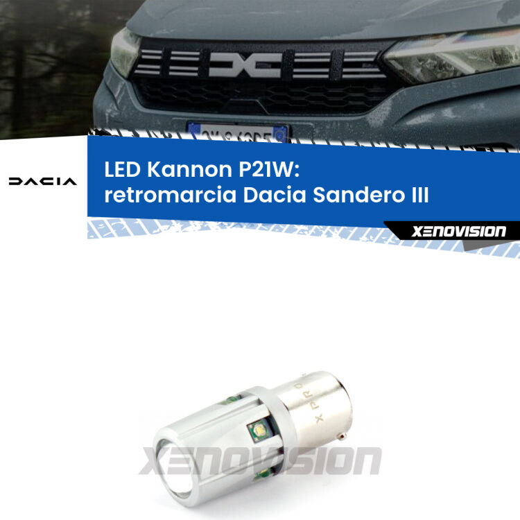 <strong>LED per Retromarcia Dacia Sandero III  2020 in poi.</strong>Lampadina P21W con una poderosa illuminazione frontale rafforzata da 5 potenti chip laterali.