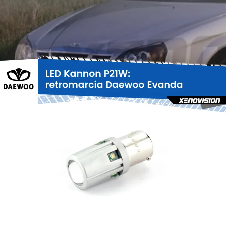 <strong>LED per Retromarcia Daewoo Evanda  2002 - 2005.</strong>Lampadina P21W con una poderosa illuminazione frontale rafforzata da 5 potenti chip laterali.