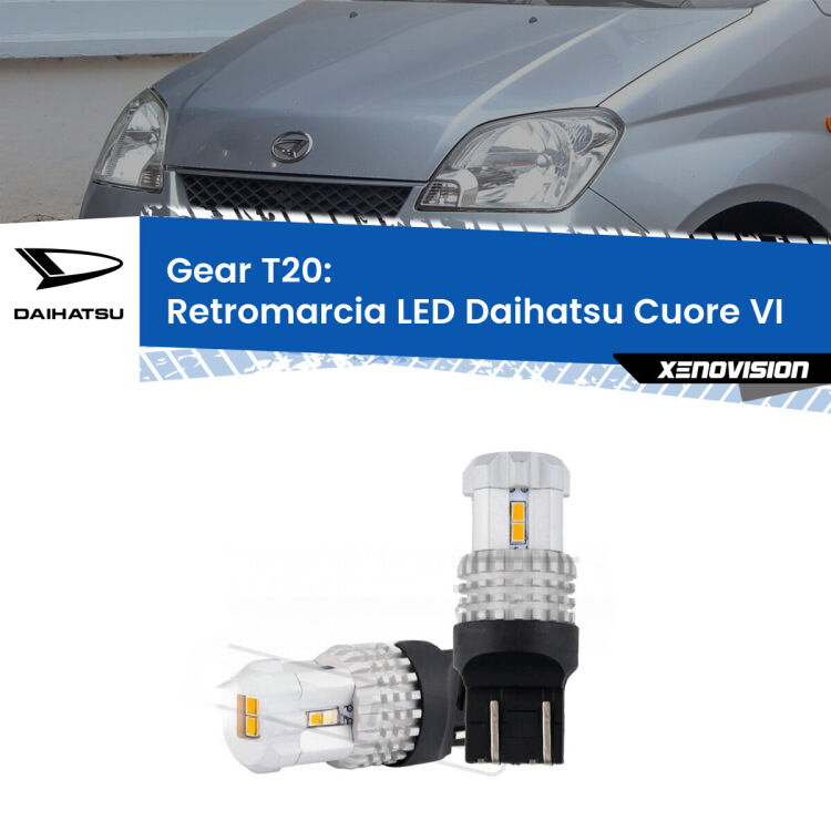 <strong>LED T20 </strong><strong>retromarcia</strong> <strong>Daihatsu</strong> <strong>Cuore VI </strong> 2003 - 2007. Coppia LED effetto Stealth, ottima resa in ogni direzione, Qualità Massima.