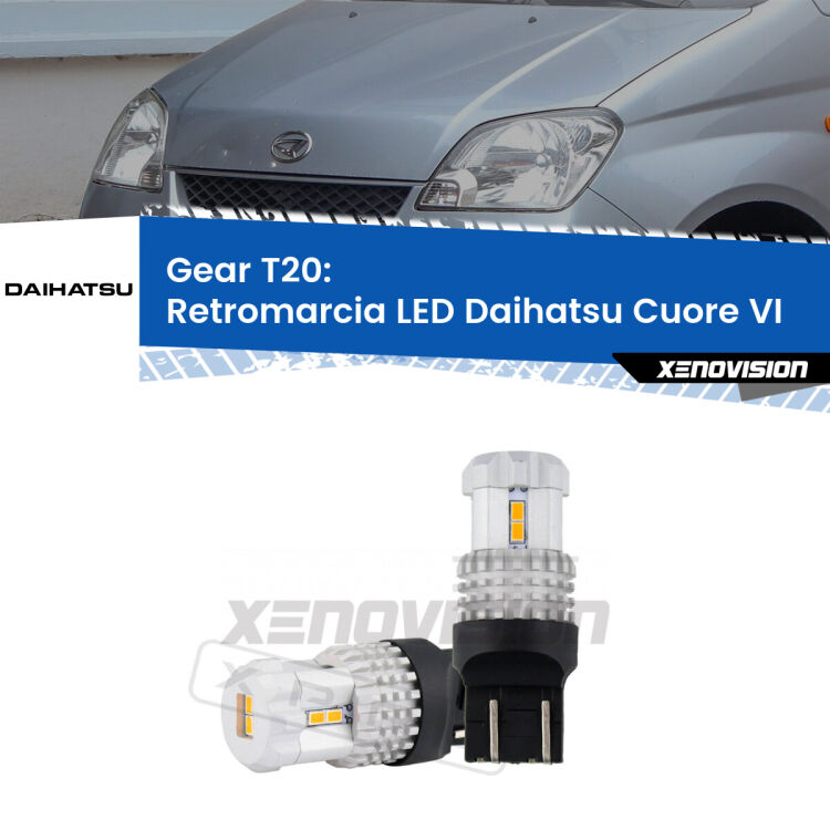 <strong>LED T20 </strong><strong>retromarcia</strong> <strong>Daihatsu</strong> <strong>Cuore VI </strong> 2003 - 2007. Coppia LED effetto Stealth, ottima resa in ogni direzione, Qualità Massima.