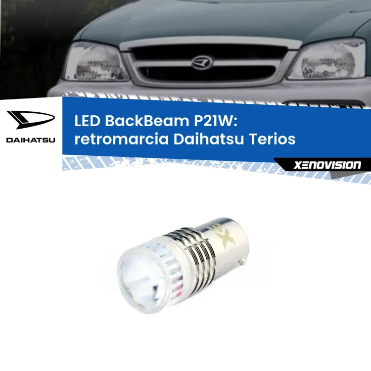 <strong>Retromarcia LED per Daihatsu Terios</strong>  1997 - 2005. Lampada <strong>P21W</strong> canbus. Illumina a giorno con questo straordinario cannone LED a luminosità estrema.