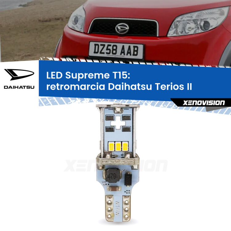 <strong>LED retromarcia per Daihatsu Terios</strong> II 2005 - 2009. 15 Chip CREE 3535, sviluppa un'incredibile potenza. Qualità Massima. Oltre 6W reali di pura potenza.