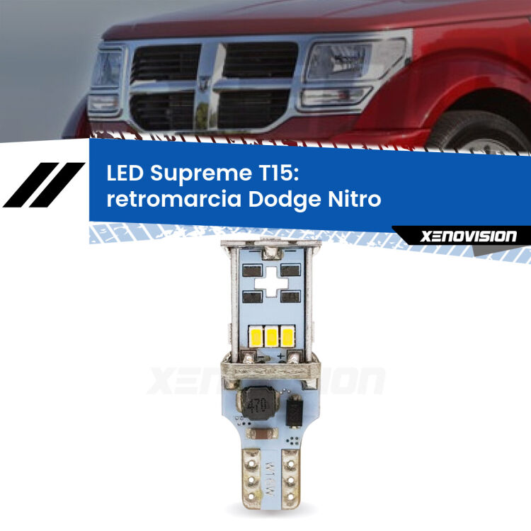 <strong>LED retromarcia per Dodge Nitro</strong>  2006 - 2012. 15 Chip CREE 3535, sviluppa un'incredibile potenza. Qualità Massima. Oltre 6W reali di pura potenza.