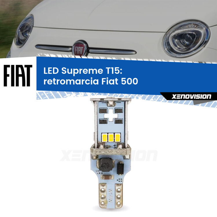 <strong>LED retromarcia per Fiat 500</strong>  2015 - 2022. 15 Chip CREE 3535, sviluppa un'incredibile potenza. Qualità Massima. Oltre 6W reali di pura potenza.