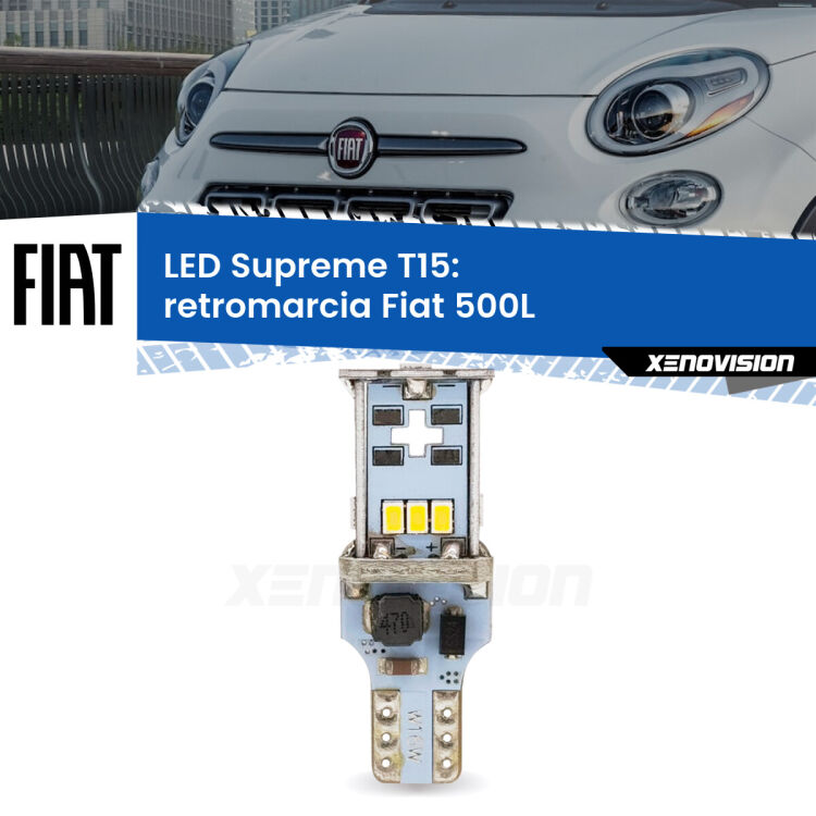 <strong>LED retromarcia per Fiat 500L</strong>  2012 - 2018. 15 Chip CREE 3535, sviluppa un'incredibile potenza. Qualità Massima. Oltre 6W reali di pura potenza.