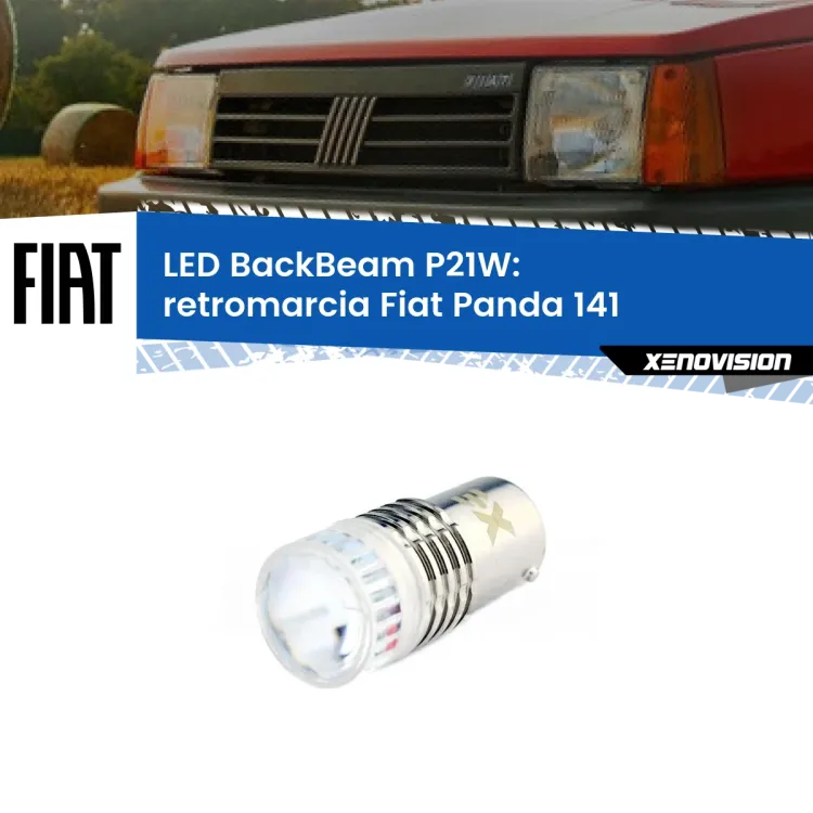 <strong>Retromarcia LED per Fiat Panda</strong> 141 1982 - 2004. Lampada <strong>P21W</strong> canbus. Illumina a giorno con questo straordinario cannone LED a luminosità estrema.