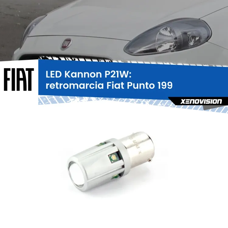 <strong>LED per Retromarcia Fiat Punto 199 2012 - 2018.</strong>Lampadina P21W con una poderosa illuminazione frontale rafforzata da 5 potenti chip laterali.