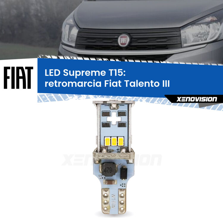 <strong>LED retromarcia per Fiat Talento</strong> III 2016 - 2020. 15 Chip CREE 3535, sviluppa un'incredibile potenza. Qualità Massima. Oltre 6W reali di pura potenza.