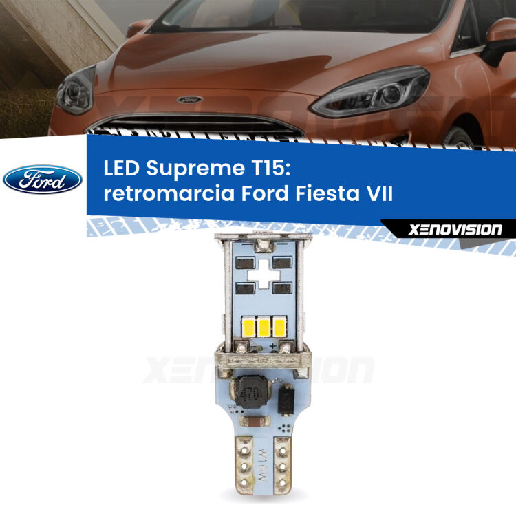 <strong>LED retromarcia per Ford Fiesta VII</strong>  2017 - 2020. 15 Chip CREE 3535, sviluppa un'incredibile potenza. Qualità Massima. Oltre 6W reali di pura potenza.