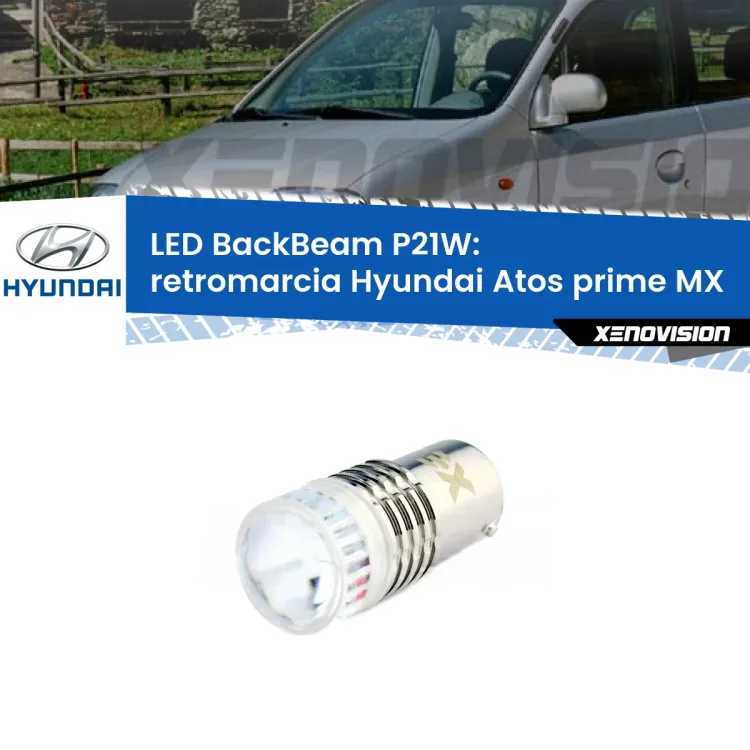 <strong>Retromarcia LED per Hyundai Atos prime</strong> MX 1997 - 2008. Lampada <strong>P21W</strong> canbus. Illumina a giorno con questo straordinario cannone LED a luminosità estrema.