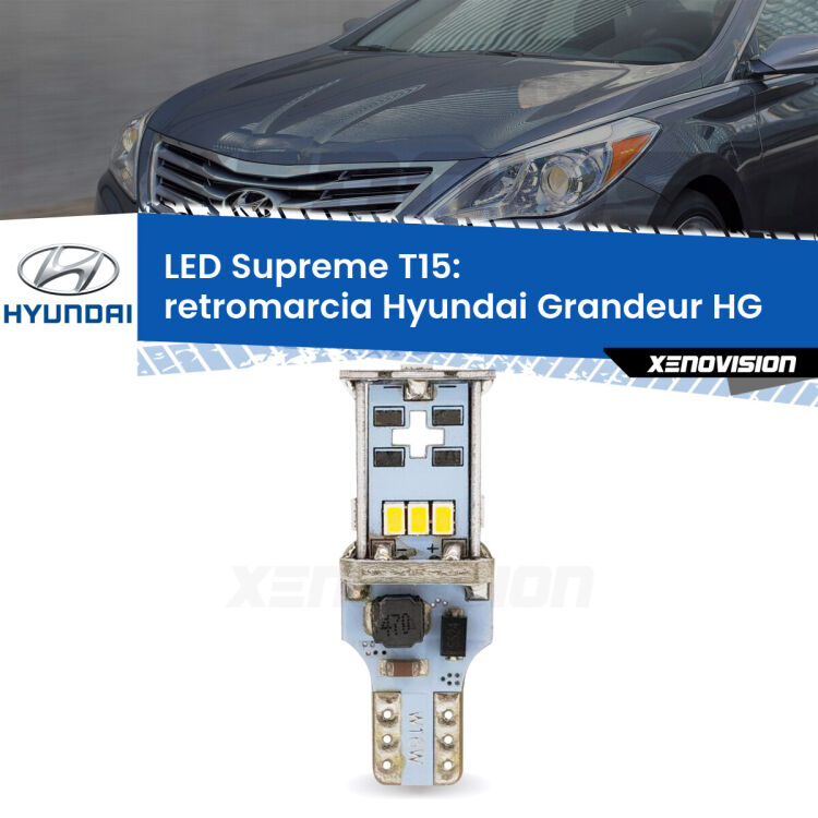 <strong>LED retromarcia per Hyundai Grandeur</strong> HG 2011 - 2016. 15 Chip CREE 3535, sviluppa un'incredibile potenza. Qualità Massima. Oltre 6W reali di pura potenza.