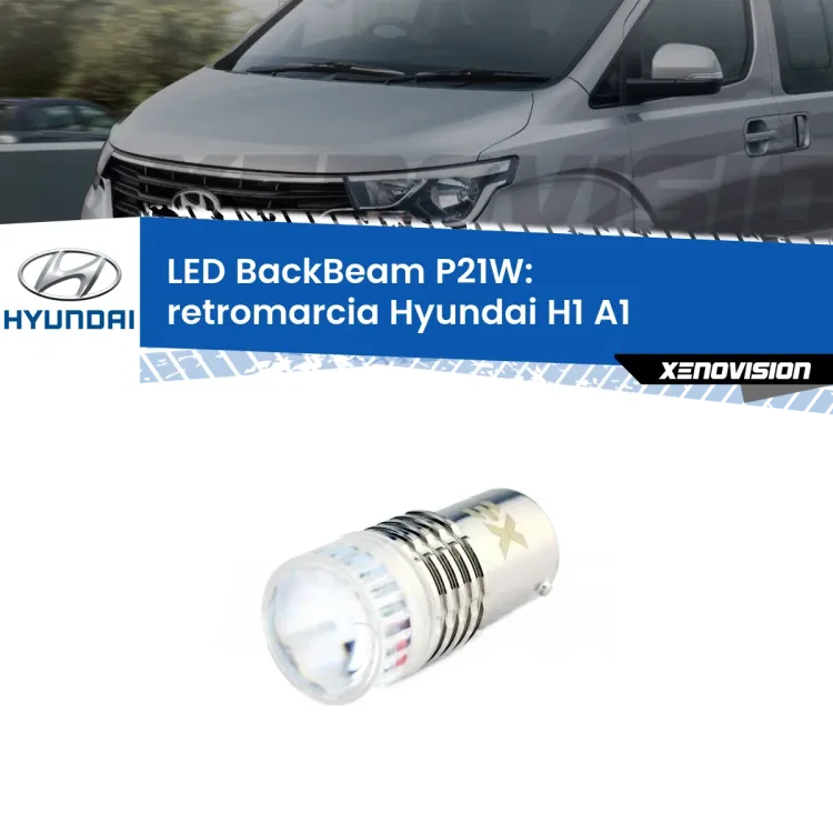 <strong>Retromarcia LED per Hyundai H1</strong> A1 1997 - 2008. Lampada <strong>P21W</strong> canbus. Illumina a giorno con questo straordinario cannone LED a luminosità estrema.