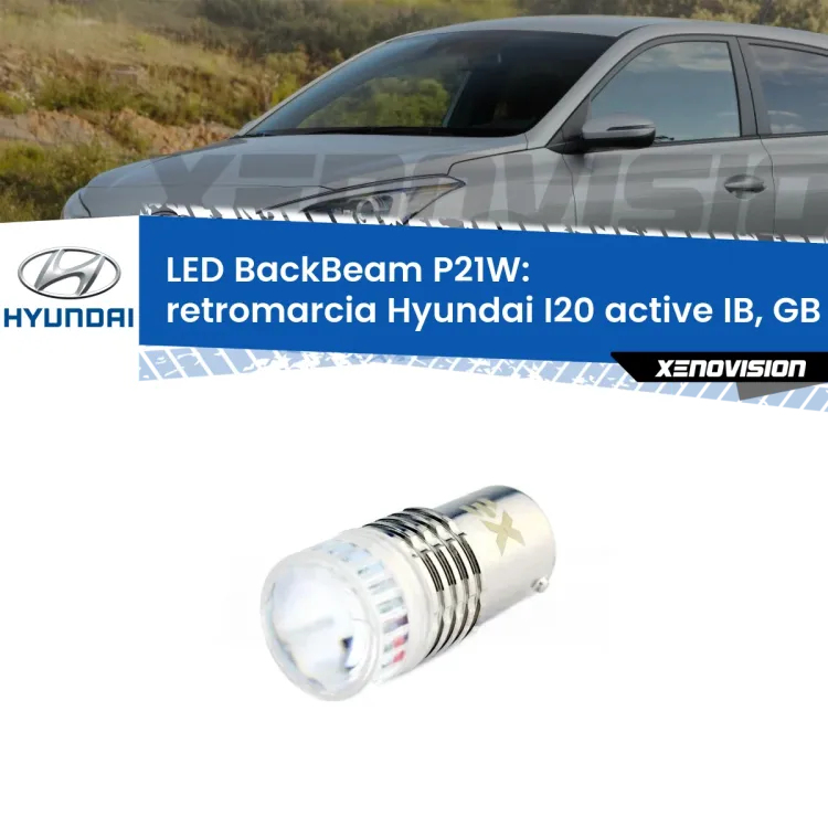 <strong>Retromarcia LED per Hyundai I20 active</strong> IB, GB 2015 in poi. Lampada <strong>P21W</strong> canbus. Illumina a giorno con questo straordinario cannone LED a luminosità estrema.