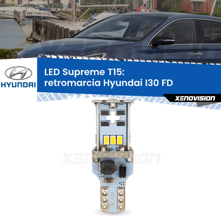 <strong>LED retromarcia per Hyundai I30</strong> FD 2007 - 2011. 15 Chip CREE 3535, sviluppa un'incredibile potenza. Qualità Massima. Oltre 6W reali di pura potenza.