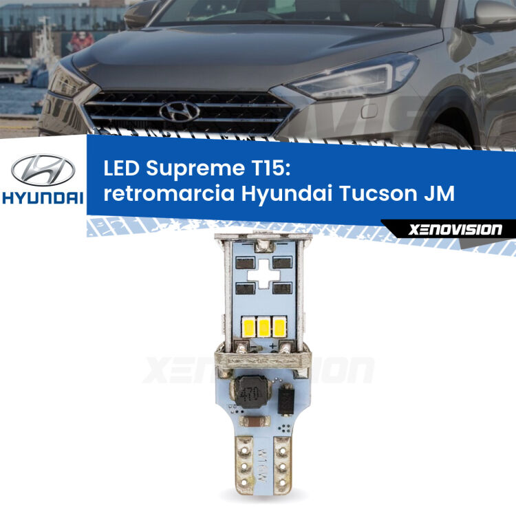 <strong>LED retromarcia per Hyundai Tucson</strong> JM 2004 - 2015. 15 Chip CREE 3535, sviluppa un'incredibile potenza. Qualità Massima. Oltre 6W reali di pura potenza.