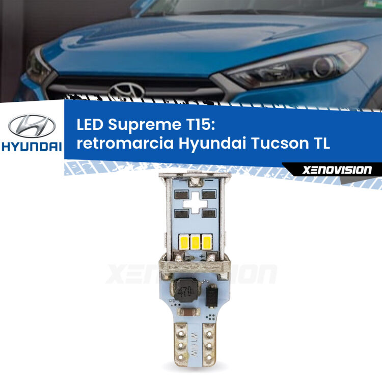 <strong>LED retromarcia per Hyundai Tucson</strong> TL 2015 - 2021. 15 Chip CREE 3535, sviluppa un'incredibile potenza. Qualità Massima. Oltre 6W reali di pura potenza.