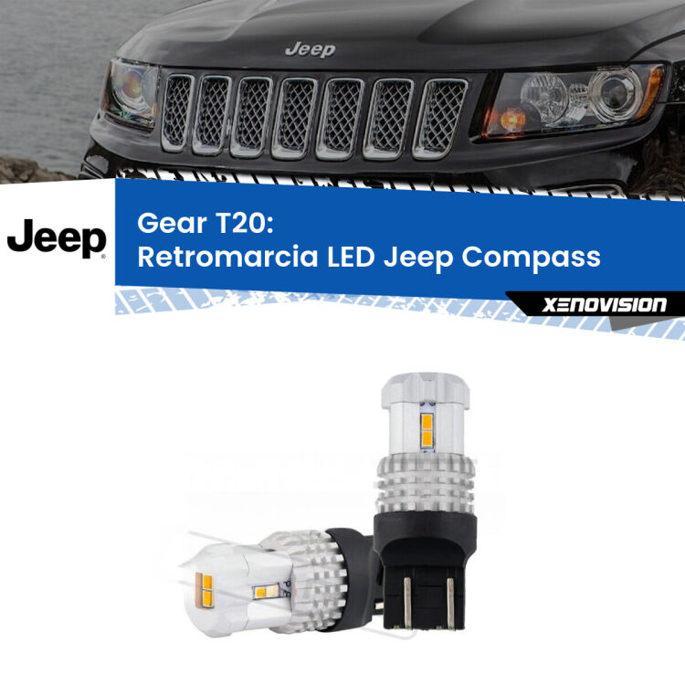 <strong>LED T20 </strong><strong>retromarcia</strong> <strong>Jeep</strong> <strong>Compass </strong> 2011 - 2016. Coppia LED effetto Stealth, ottima resa in ogni direzione, Qualità Massima.