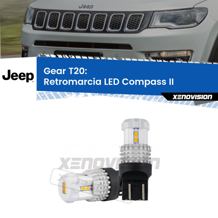 <strong>LED T20 </strong><strong>retromarcia</strong> <strong>Jeep</strong> <strong>Compass </strong>(II) 2017 in poi. Coppia LED effetto Stealth, ottima resa in ogni direzione, Qualità Massima.