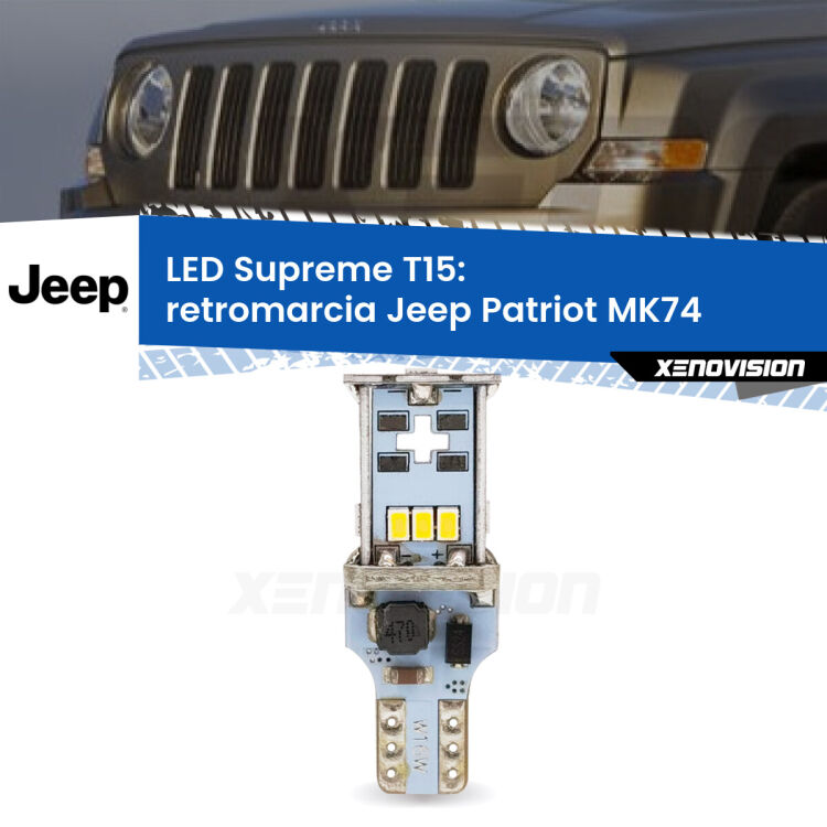 <strong>LED retromarcia per Jeep Patriot</strong> MK74 2007 - 2017. 15 Chip CREE 3535, sviluppa un'incredibile potenza. Qualità Massima. Oltre 6W reali di pura potenza.