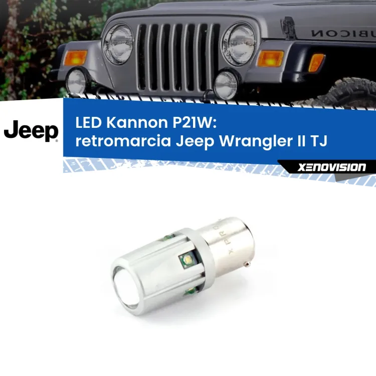 <strong>LED per Retromarcia Jeep Wrangler II TJ 1996 - 2005.</strong>Lampadina P21W con una poderosa illuminazione frontale rafforzata da 5 potenti chip laterali.