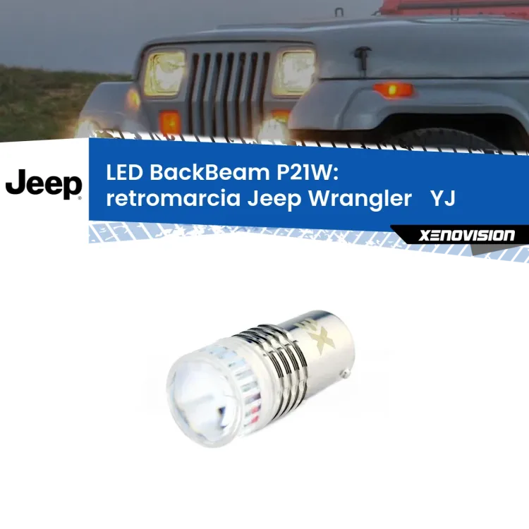 <strong>Retromarcia LED per Jeep Wrangler  </strong> YJ 1986 - 1995. Lampada <strong>P21W</strong> canbus. Illumina a giorno con questo straordinario cannone LED a luminosità estrema.