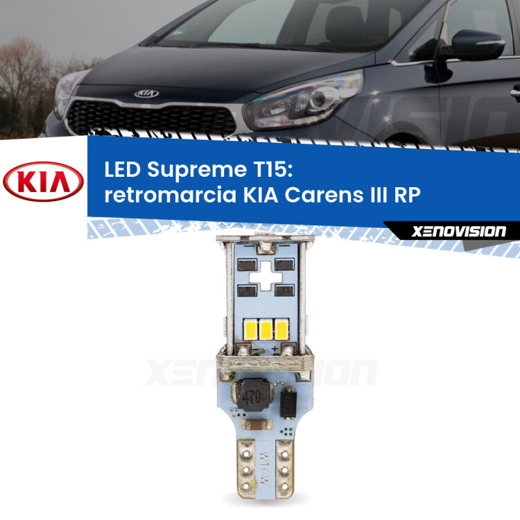 <strong>LED retromarcia per KIA Carens III</strong> RP 2012 - 2021. 15 Chip CREE 3535, sviluppa un'incredibile potenza. Qualità Massima. Oltre 6W reali di pura potenza.