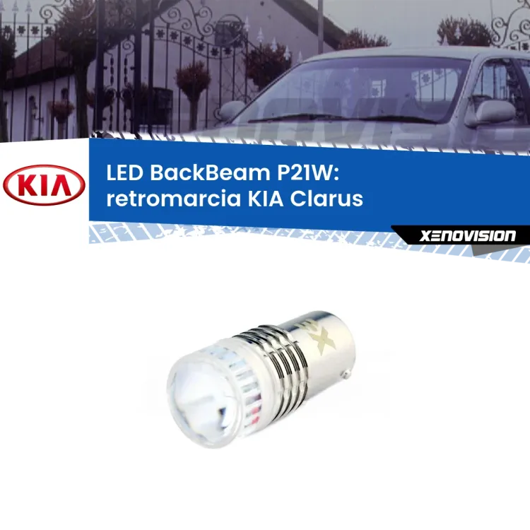 <strong>Retromarcia LED per KIA Clarus</strong>  1996 - 2001. Lampada <strong>P21W</strong> canbus. Illumina a giorno con questo straordinario cannone LED a luminosità estrema.