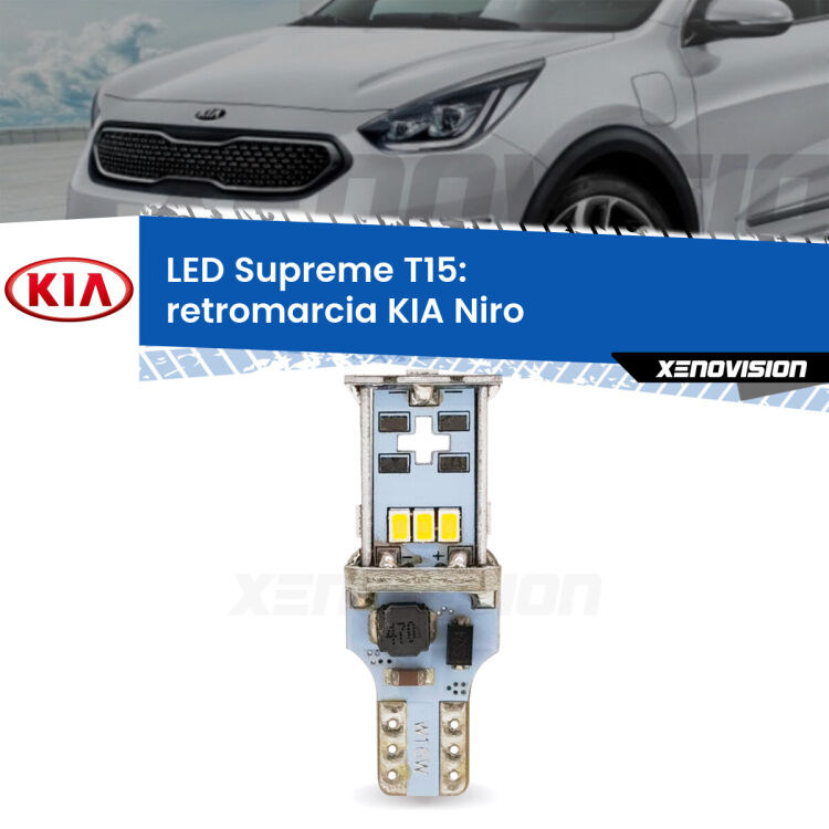 <strong>LED retromarcia per KIA Niro</strong>  2016 in poi. 15 Chip CREE 3535, sviluppa un'incredibile potenza. Qualità Massima. Oltre 6W reali di pura potenza.