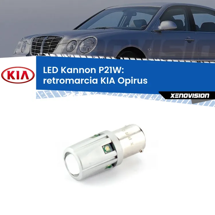 <strong>LED per Retromarcia KIA Opirus  2003 - 2011.</strong>Lampadina P21W con una poderosa illuminazione frontale rafforzata da 5 potenti chip laterali.