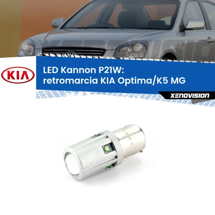 <strong>LED per Retromarcia KIA Optima/K5 MG 2005 - 2009.</strong>Lampadina P21W con una poderosa illuminazione frontale rafforzata da 5 potenti chip laterali.