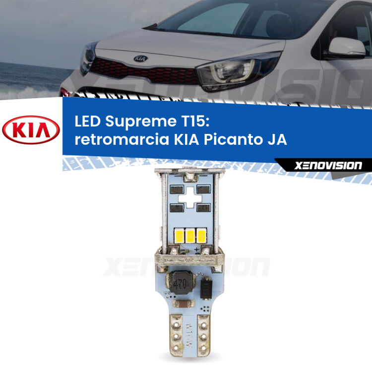 <strong>LED retromarcia per KIA Picanto</strong> JA 2017 in poi. 15 Chip CREE 3535, sviluppa un'incredibile potenza. Qualità Massima. Oltre 6W reali di pura potenza.