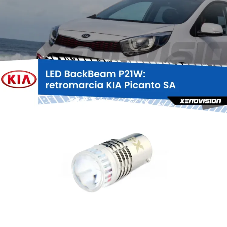 <strong>Retromarcia LED per KIA Picanto</strong> SA 2003 - 2010. Lampada <strong>P21W</strong> canbus. Illumina a giorno con questo straordinario cannone LED a luminosità estrema.