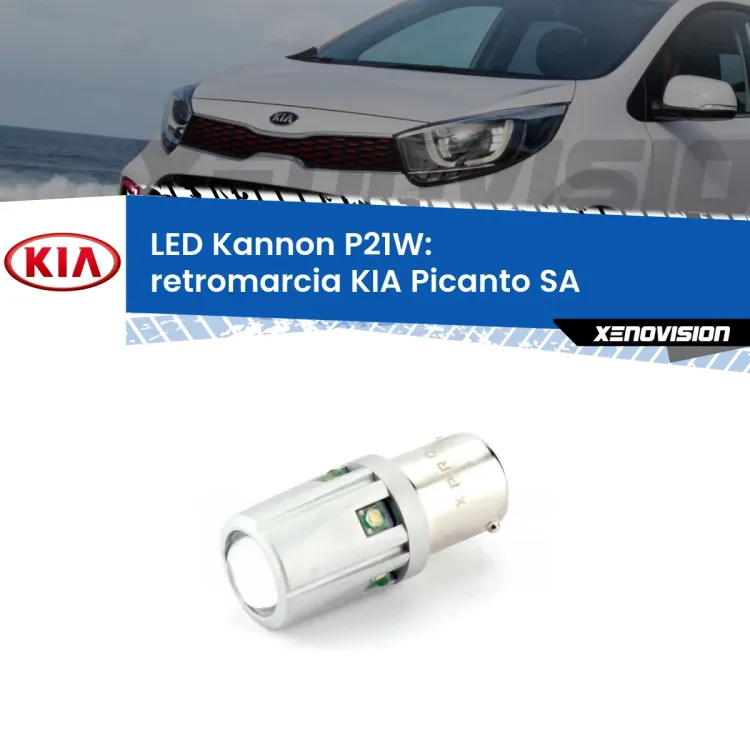 <strong>LED per Retromarcia KIA Picanto SA 2003 - 2010.</strong>Lampadina P21W con una poderosa illuminazione frontale rafforzata da 5 potenti chip laterali.