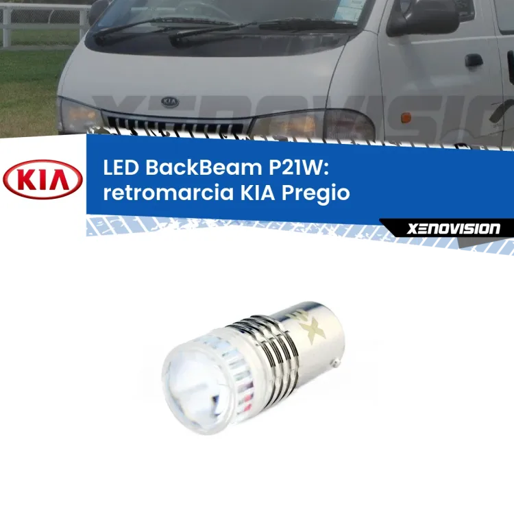 <strong>Retromarcia LED per KIA Pregio</strong>  1995 - 2006. Lampada <strong>P21W</strong> canbus. Illumina a giorno con questo straordinario cannone LED a luminosità estrema.