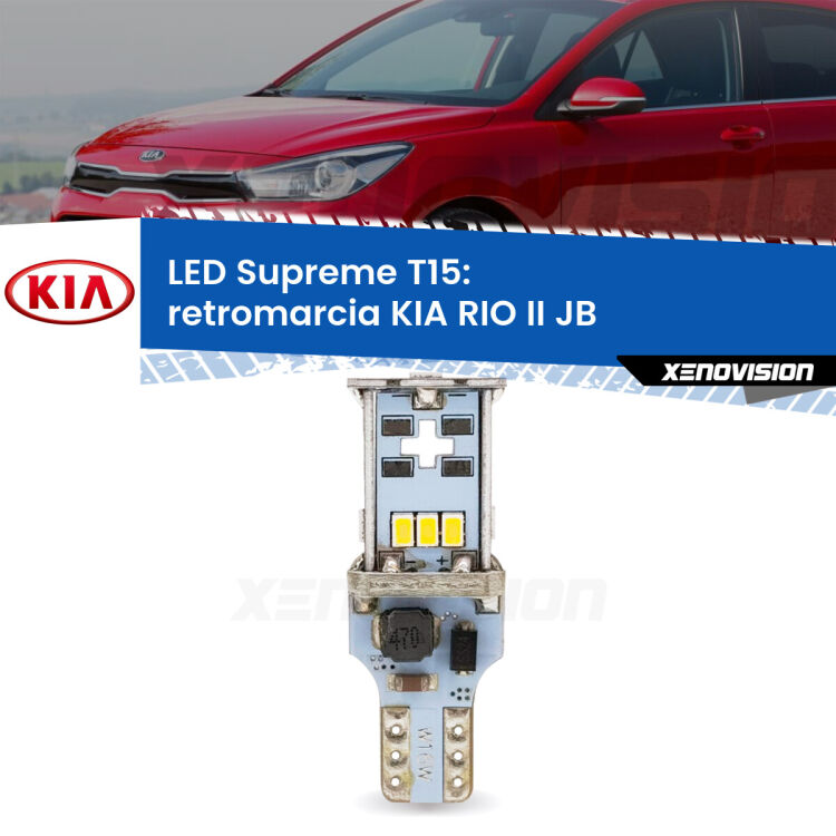 <strong>LED retromarcia per KIA RIO II</strong> JB 2005 - 2010. 15 Chip CREE 3535, sviluppa un'incredibile potenza. Qualità Massima. Oltre 6W reali di pura potenza.