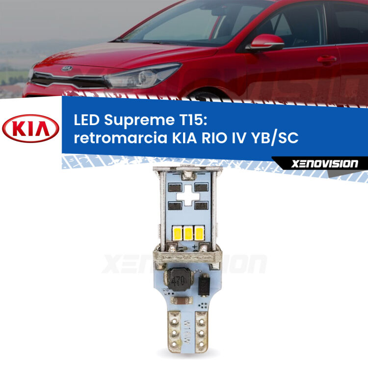 <strong>LED retromarcia per KIA RIO IV</strong> YB/SC 2016 in poi. 15 Chip CREE 3535, sviluppa un'incredibile potenza. Qualità Massima. Oltre 6W reali di pura potenza.