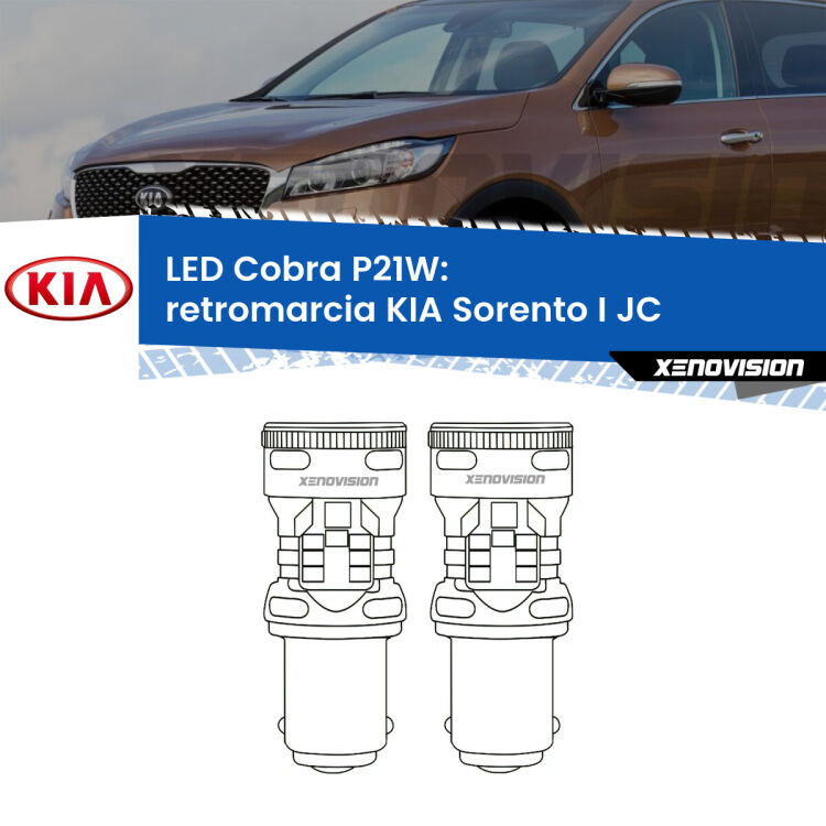 <strong>Retromarcia LED no-spie per KIA Sorento I</strong> JC 2002 - 2008. Coppia lampade <strong>P21W</strong> modello Cobra super-canbus, raffreddate a ventola.