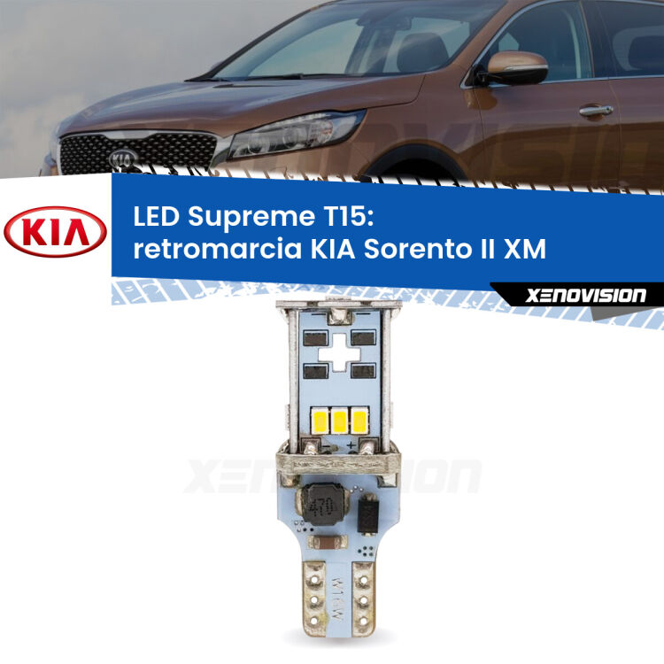 <strong>LED retromarcia per KIA Sorento II</strong> XM 2009 - 2014. 15 Chip CREE 3535, sviluppa un'incredibile potenza. Qualità Massima. Oltre 6W reali di pura potenza.