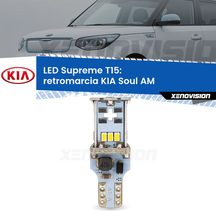 <strong>LED retromarcia per KIA Soul</strong> AM 2009 - 2014. 15 Chip CREE 3535, sviluppa un'incredibile potenza. Qualità Massima. Oltre 6W reali di pura potenza.