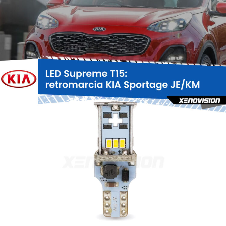 <strong>LED retromarcia per KIA Sportage</strong> JE/KM 2004 - 2009. 15 Chip CREE 3535, sviluppa un'incredibile potenza. Qualità Massima. Oltre 6W reali di pura potenza.