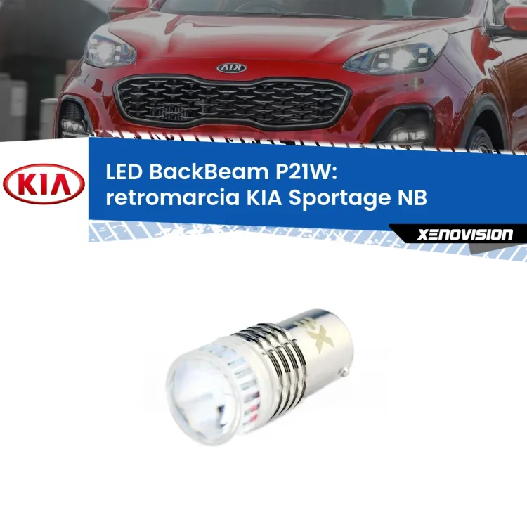 <strong>Retromarcia LED per KIA Sportage</strong> NB 1993 - 2003. Lampada <strong>P21W</strong> canbus. Illumina a giorno con questo straordinario cannone LED a luminosità estrema.